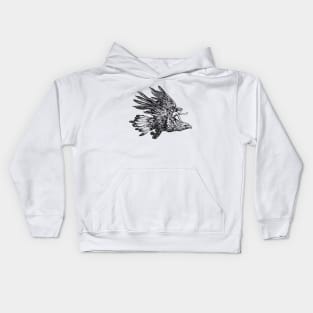 Golden Flight - Boy on Eagle Kids Hoodie